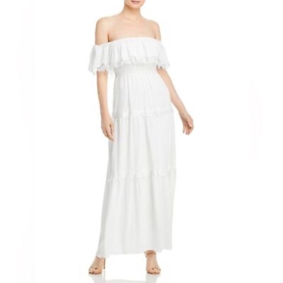 Aqua Dresses & Skirts - Aqua Off-Shoulder White Ruffle Maxi bridal gown Dress